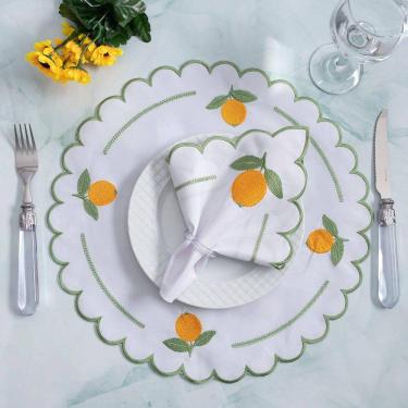 Imagem de Jogo Americano Sousplat Mesa Posta Bordado Guardanapo 12 Peças