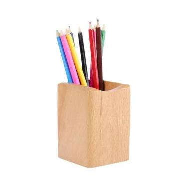 Imagem de Porta-canetas de caixa de armazenamento de madeira - NONE, Madeira de 