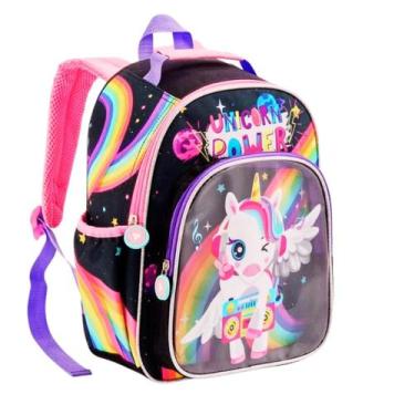 Imagem de Mochila Infantil Escolar Unicórnio Pop Star Arco-Íris - Denlex