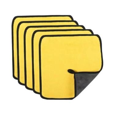 Imagem de Toalhas De Microfibra Amarelas Para Lavagem De Carro, Pano Absorvente 