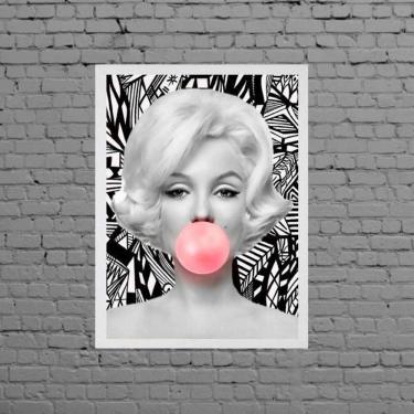 Imagem de Quadro Marilyn Chiclete Estampado 45X34Cm Moldura Branca