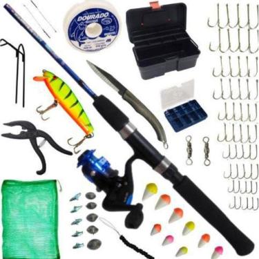 Imagem de Kit De Pesca Completo Vara Com Molinete 80 Unidades