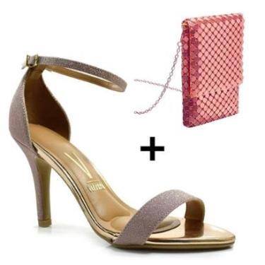 Imagem de Kit Sandália Vizzano Salto e Bolsa Rosé Festa Casamento-Feminino