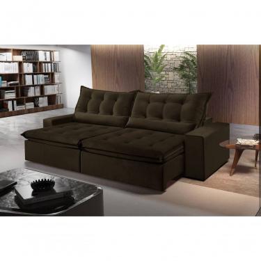 Imagem de Sofá Montebello Retrátil E Reclinável 250cm Com Pillow E Molas Ensacadas - Marrom