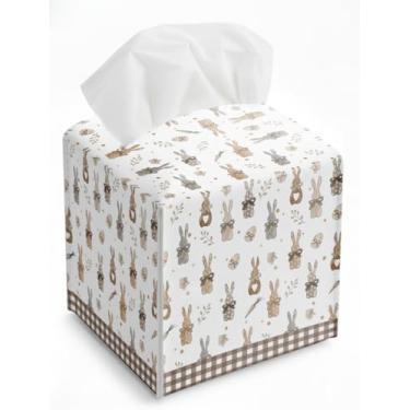 Imagem de Capa de caixa de lenços de guardanapo de dia de Páscoa, organizador de papel de couro impermeável de cenouras de primavera para mesa de jantar, banheiro, penteadeira de cabeceira, carro, ideias de