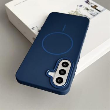 Imagem de Capa de silicone macio para Samsung S25 S24 S23fe S22 Ultra Plus A56 A36 A26 A16 A06 A55 A14 A13 A54 com capa magnética (para Galaxy S25/Azul Marinho)