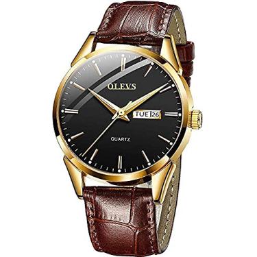 Imagem de Relógio Masculino Dourado Social Olevs Pulseira Em Couro