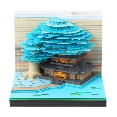 Imagem de Calendário Time Piece 2026, calendário de escultura, bloco de notas artístico com design de casa de árvore de flores claras, para professores, escola, casa, férias, sala de aula, treino