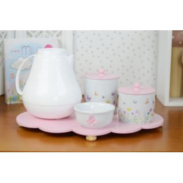 Imagem de Kit Higiene Porcelana Tema Borboletas Rosa Jardim Encantando Bebê K175