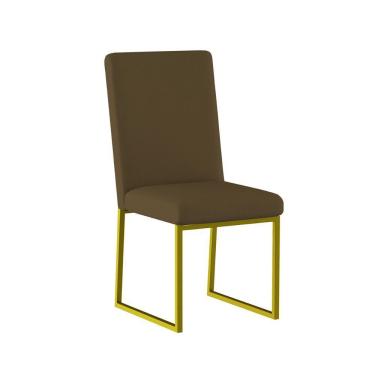 Imagem de Cadeira Para Mesa De Jantar Base Industrial Dourado Balaqui Marrom