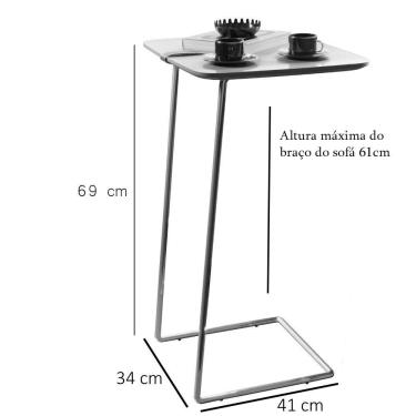 Imagem de Mesa Apoio Lateral Para Sofá Atenas Pé Café Larflex Preto