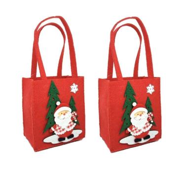 Imagem de Kit 2 Sacolas Decorativas Feltro Natal Papai Noel 30cm