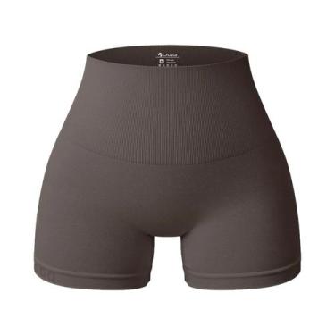 Imagem de Shorts Esportivos Femininos De Cintura Alta Sem Costura Com Efeito Lev