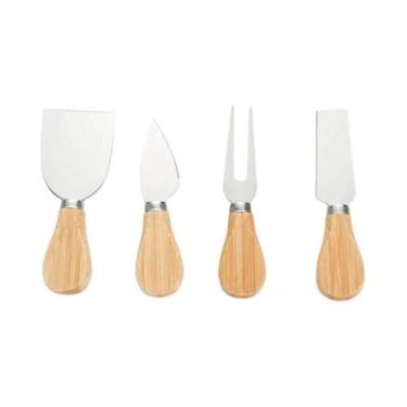 Imagem de Conjunto De Facas De Queijo Em Aço Inoxidável Com Cabo De Carvalho, 4 