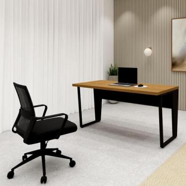 Imagem de Escrivaninha 1,50m x 0,70m Pé Metal e Cadeira Diretor F5 - F5 Office, 