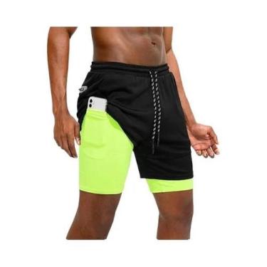 Imagem de Shorts Esportivos Masculinos De Verão 2 Em 1 Com Camada Dupla Para Tre