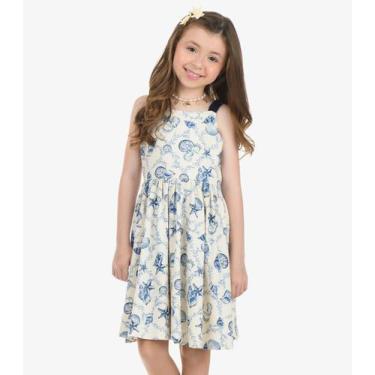 Imagem de Vestido Visco Maquineta Menina Rovi Kids Bege, 6, Bege