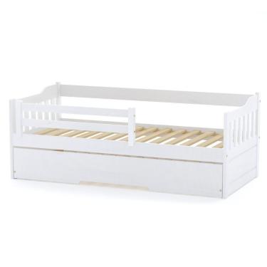 Imagem de Bicama Solteiro Com Grade De Proteção Madeira Maciça Branco Mobilistore