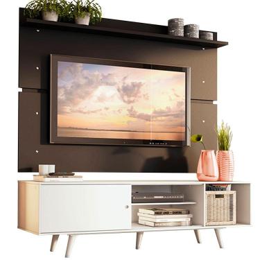 Imagem de Rack Dubai e Painel Tv até 65" com Pés Branco/preto Madesa