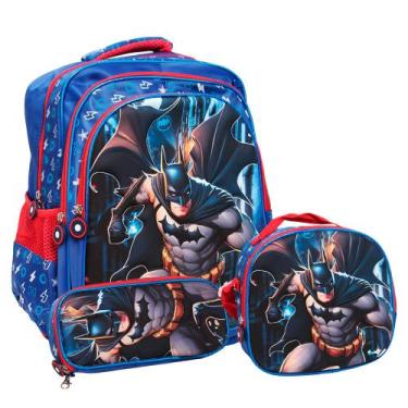 Imagem de Kit Mochila Infantil Escolar Costas Desenho Super Herói - Plike