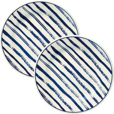 Imagem de Kit Jogo Pratos Raso Jantar 4Pçs 4 Pessoas Margaridas 24cm