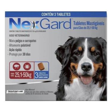 Imagem de Antipulgas e Carrapatos Nexgard Cães de 25,1 a 50kg Com 3 Tabletes Mas