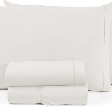 Imagem de Jogo De Cama Montreal Casal Padrão 4 Peças Percal 150 Fios 100% Algodão - Marfim