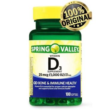 Imagem de Spring Valley Vitamina D3 1,000iu 25mcg 100 Softgels