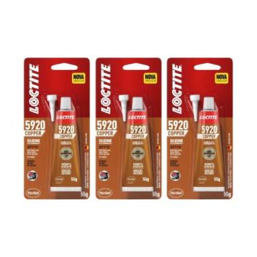 Imagem de Kit 3 Silicone Ultra 5920 Copper Loctite 55 Gramas Vedação Alta Temper