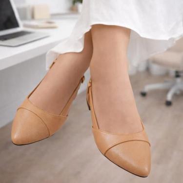 Imagem de Sapatilha Rasteira Sandalia Bico Fino Slingback Nude Feminina Sapato D