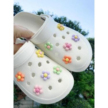 Imagem de Conjunto De 10 Decorações De Sapatos Em Forma De Flor Tridimensionais 