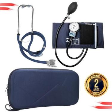 Imagem de Kit Aparelho Pressao Esteto Rappaport Duplo Pa Med - Love Saúde, Azul