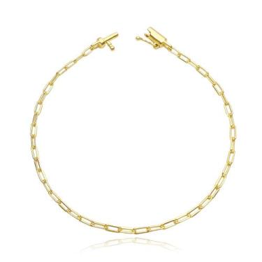 Imagem de Pulseira Masculina Fina Longa 2mm Banhada a Ouro 24k Elos Soldados Res