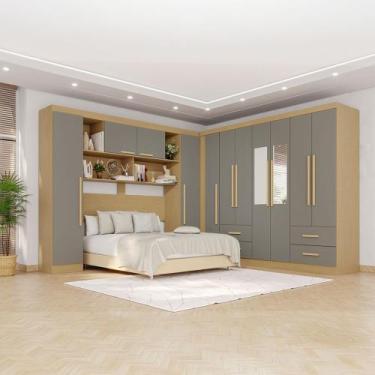 Imagem de Guarda-Roupa Casal Modulado Andorra 11 Portas 4 Gavetas com Espelho Je