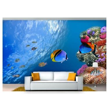 Imagem de Papel De Parede Vida Marinha Peixes Corais 3D Fm94