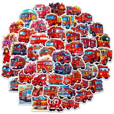 Imagem de Pacote de adesivos Fire Truck Anime, vinil impermeável, 50 unidades - 