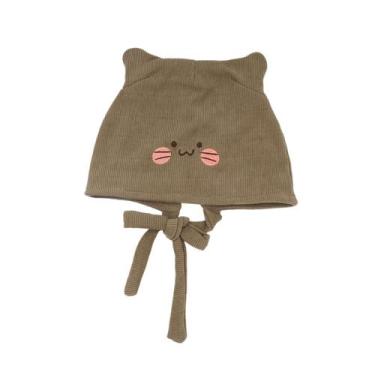 Imagem de Gorro feminino MOSSTYUS, crochê, tricotado, orelhas de gato, cáqui