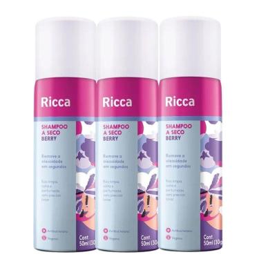 Imagem de Kit 3 Shampoo A Seco Ricca De Bolso Remove Oleosidade Berry 50ml
