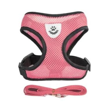 Imagem de Coleira E Guia Ajustáveis De Malha Respirável Para Gatos, Filhotes E C