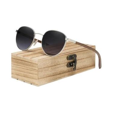 Imagem de Óculos De Sol Polarizados De Madeira UV400 Com Lentes Espelhadas Redon