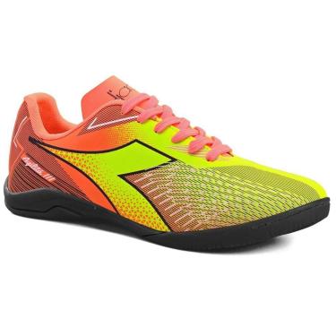 Imagem de Chuteira Infantil Diadora Agilita III Futsal Amarelo neon e Coral-Unissex