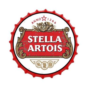 Imagem de Placa Redonda De Metal Vintage Com Tampa De Garrafa De Vinho Ou Cervej