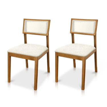 Imagem de Kit 02 Cadeiras de Jantar e Living Millie com Tela Natural Estofada Bouclê - Desk Design