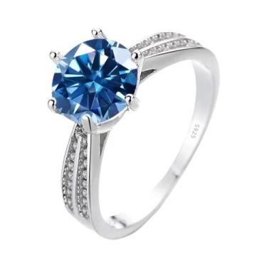 Imagem de Anel De Prata Esterlina S925 Com Moissanite De 6,5mm E 1ct Para Casame