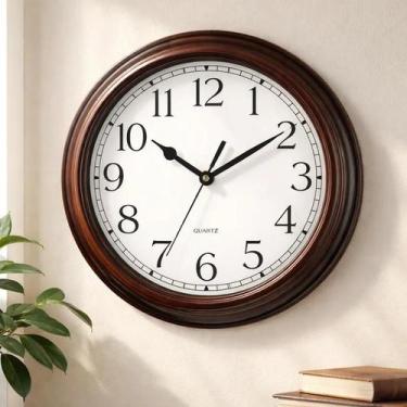 Imagem de Relógio Decorativo 30cm Estilo Madeira Luxo Silencioso - Yeet