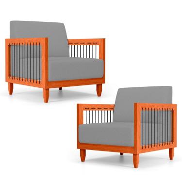 Imagem de Kit 02 Poltronas Varanda Samoa Com Cordas Náutica Linho Cinza Abmaza