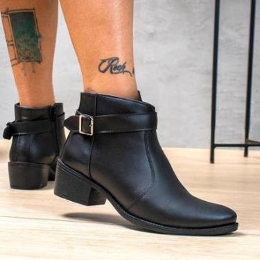 Imagem de Bota Feminina Casual Cano Curto Salto Baixo Antiderrapante Zíper Macia Leve Confortável...
