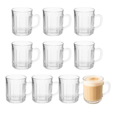 Imagem de Jogo de Canecas Caneca de Cappuccino Chocolate Quente Chá 300ML para Bebidas Quentes em Vidro com Alça Transparente
