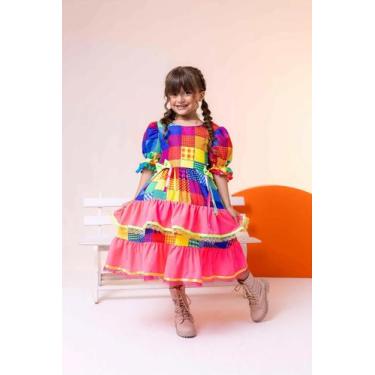 Imagem de Vestido Junino Luxo Rubia Banana Club Infantil  Festa São João Caipira