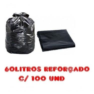Imagem de Saco para Lixo 60L Preto Reforçado Parede Dupla 63x80CM Fardo com 100 Unidades Higipack